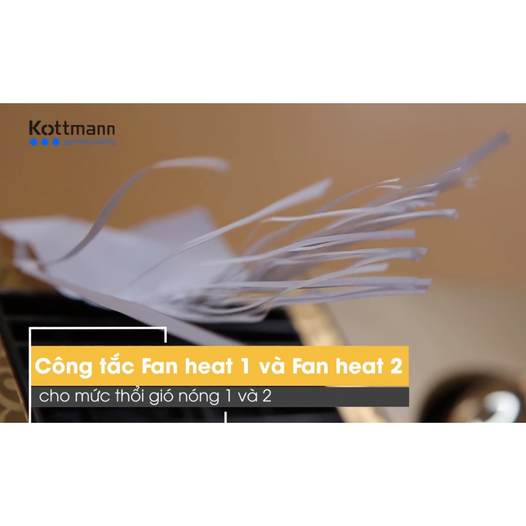 Đèn sưởi nhà tắm 2 bóng kèm gió thổi nóng Kottmann K2BHWG [K2-BHW-G]