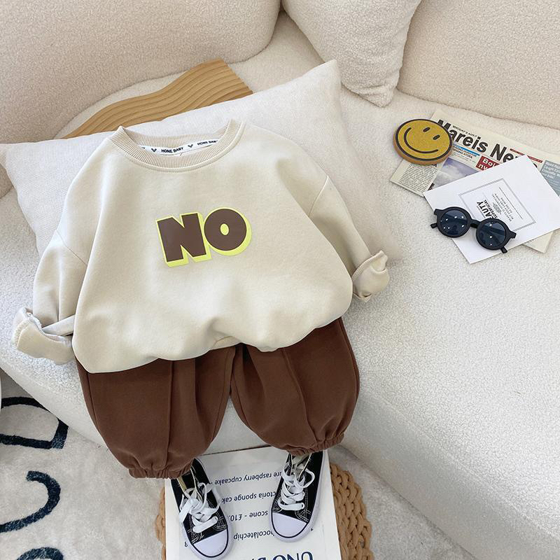 Áo nỉ bông mặc mùa thu đông cho bé in hình NO