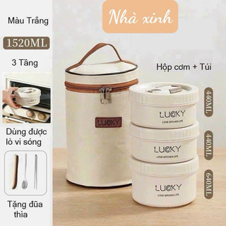 Hộp cơm 3 tầng giữ nhiệt Lucky