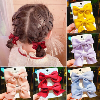 Set 2 kẹp tóc nơ màu trơn đơn giản xinh xắn giá rẻ