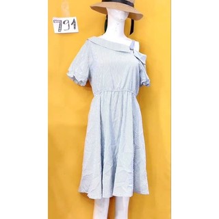 đầm sơmi xanh nhạt kẻ sọc size M/M+. S791