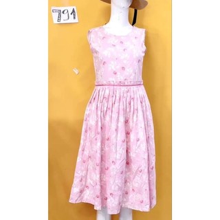 đầm sơmi họa tiết vintage dáng đứng size S/M. S791