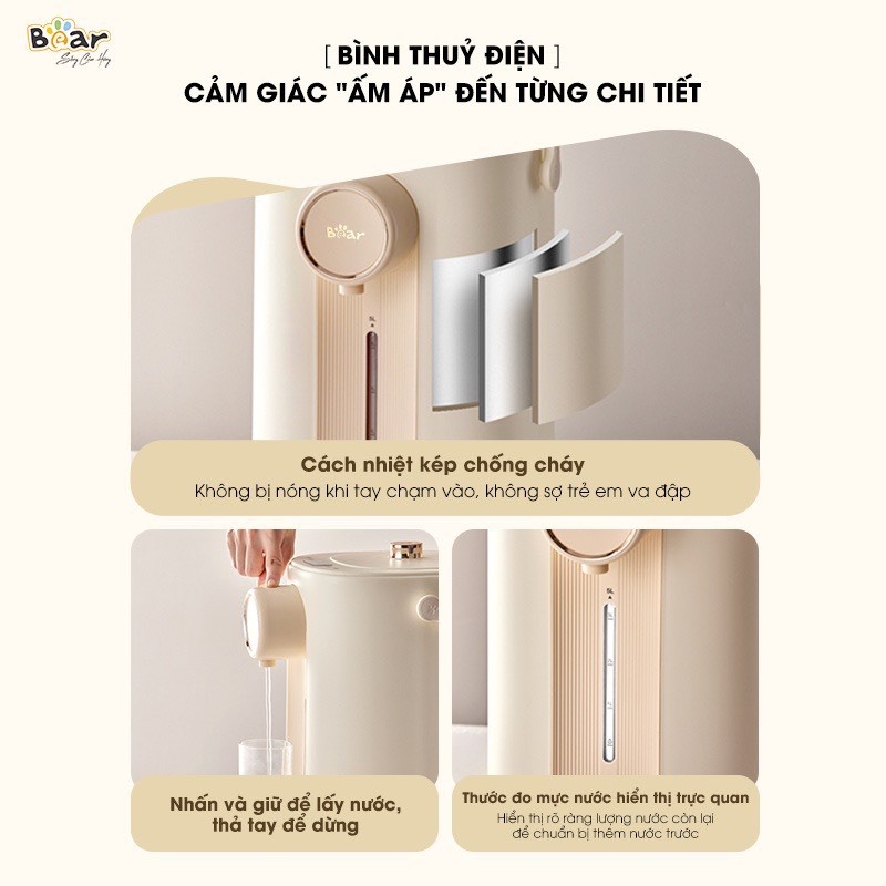 Bình Thuỷ Điện Bear 5L Tự Động  ZDH-H50E1  Khử Clo - Bảo Hành 12 Tháng