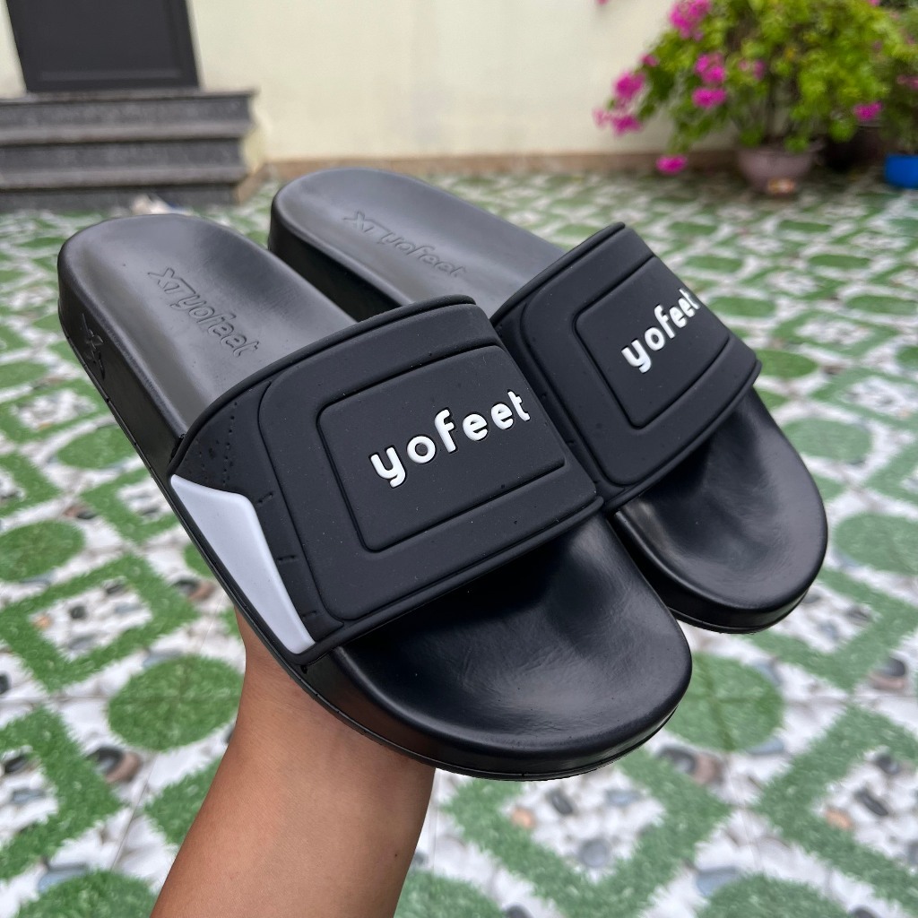 Dép quai ngang nam nữ Yofeet kết hợp đế PU mềm mại không lo trơn trượt 2 màu đen trắng siêu hot