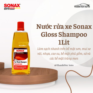 Nước rửa xe Sonax Gloss Shampoo 314300 1L xà bông rửa ô tô, xe máy, siêu đậm đặc, nhiều bọt, Nhập Đức chính hãng