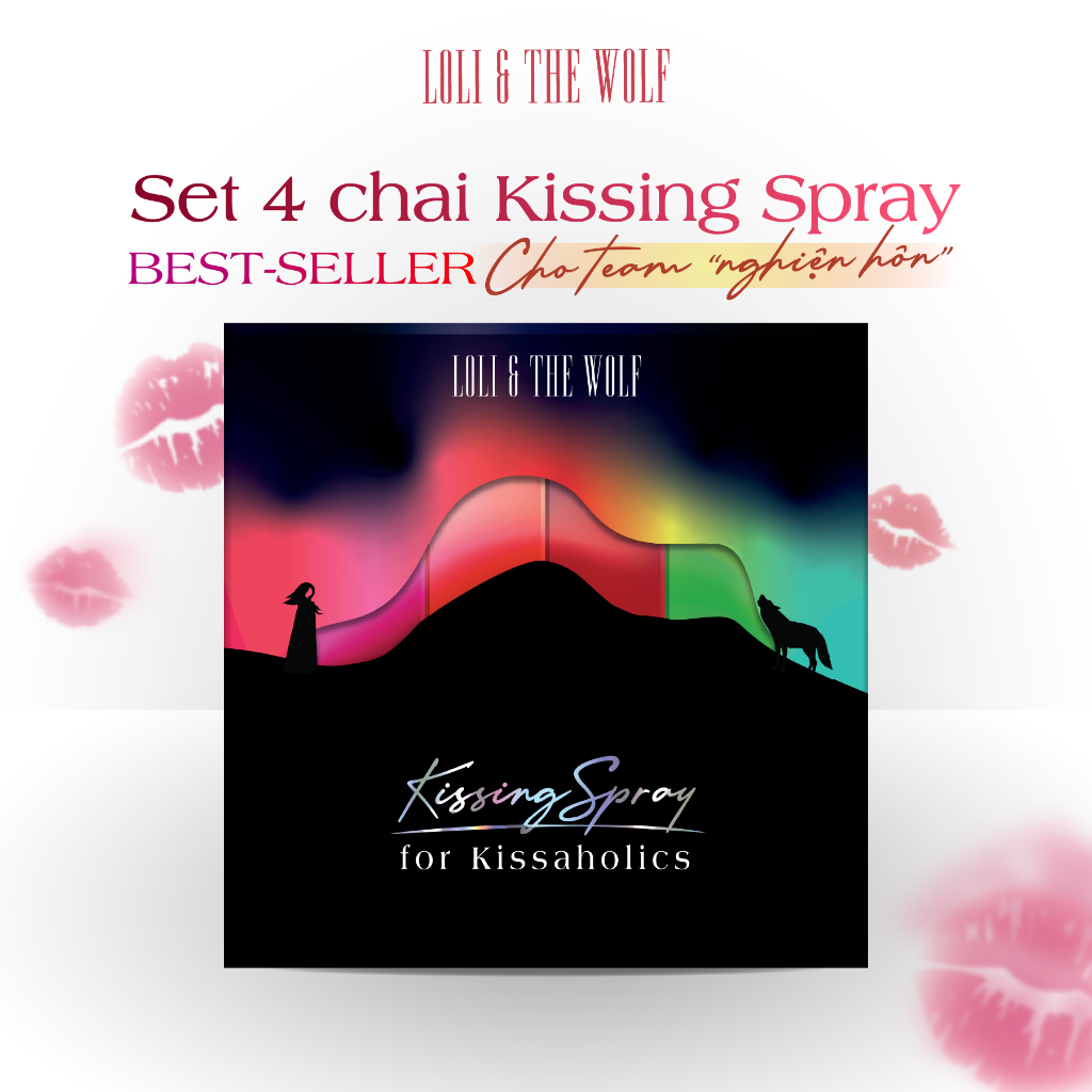 Set Kissing Spray 4 Vị For Kissaholics - Xịt Thơm Miệng Loli And The Wolf Hương Kẹo Trái Cây Vị Bạc Hà The Mát 20ml