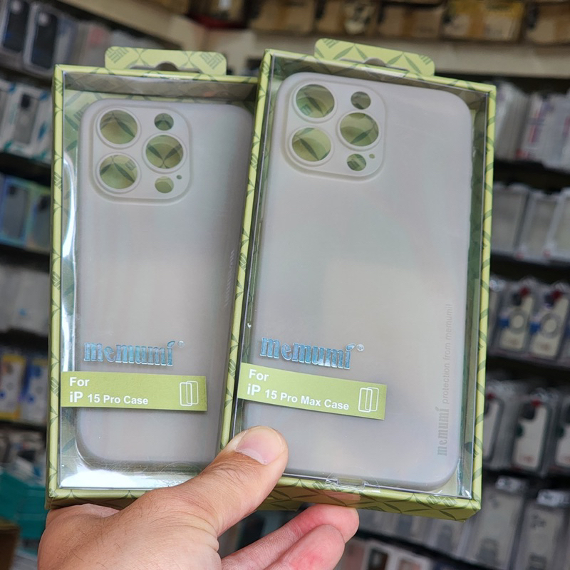 ⚡️CHÍNH HIỆU MEMUMI SIÊU MỎNG BẢO VỆ CAMERA ⚡️ ỐP LƯNG IPHONE 15 | 15 PRO | 15 PLUS | 15 PRO MAX MÀU XÁM NATURAL 0.3MM