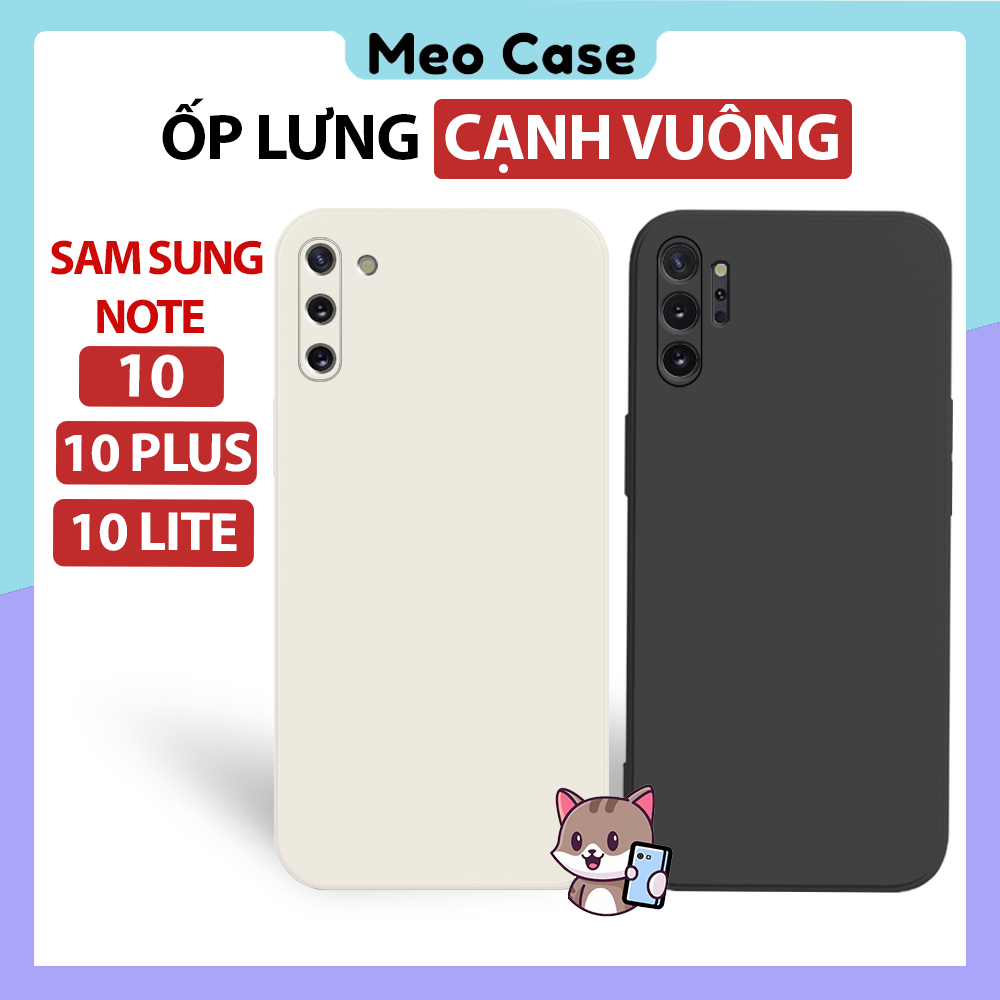 Ốp lưng Samsung Note 10 plus, Note 10, Note 10 lite, TPU viền vuông. Vỏ điện thoại bảo vệ camera toàn diện | Meo Case