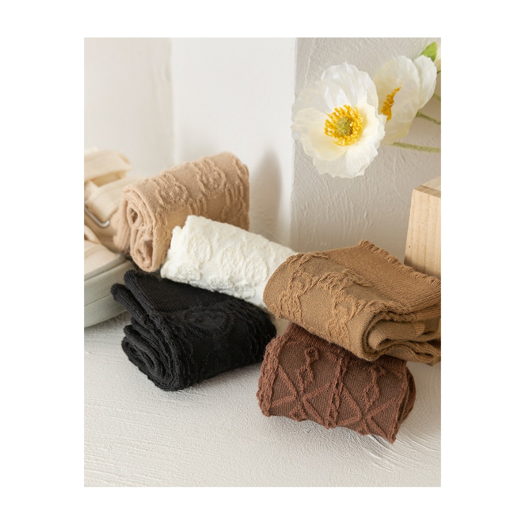 Set 5 Đôi Tất, Vớ Cao Cổ Chất Liệu Cotton Xinh Xắn Cho Bé Gái