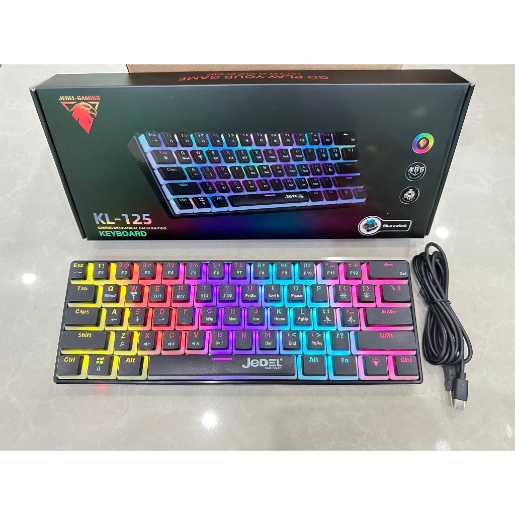 BÀN PHÍM MINI KL-125 ĐEN LED KHÔNG DÂY VÀ CÓ BLUETOOTH BLUE SWITCH