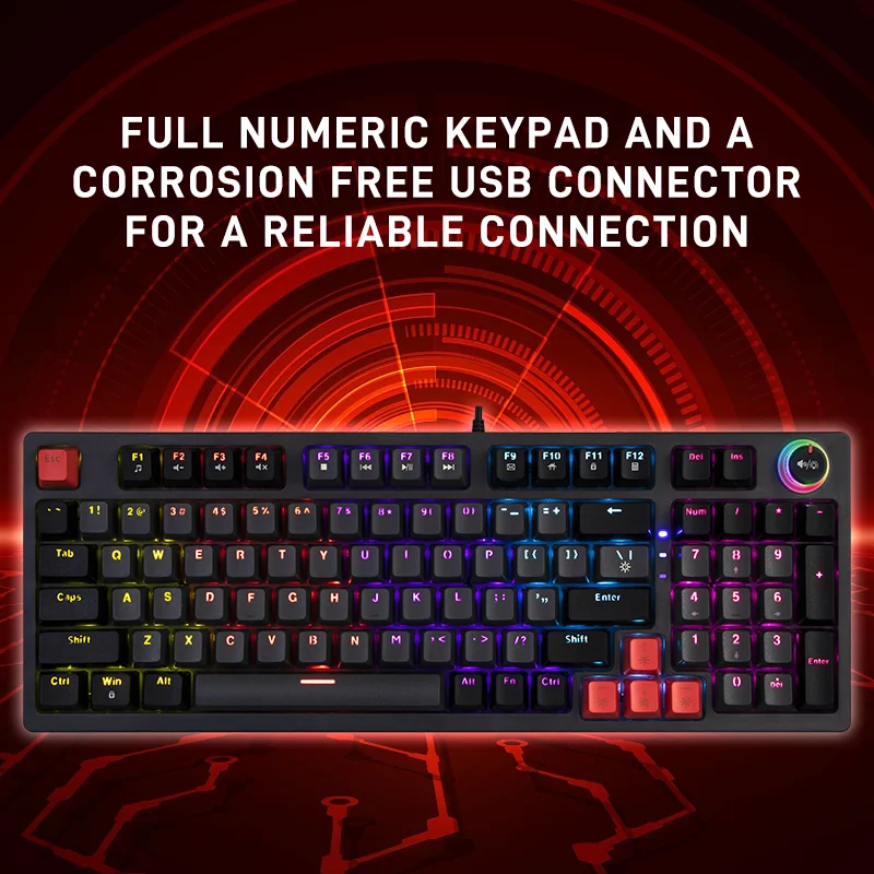 BÀN PHÍM KL-114 ĐEN XÁM LED USB RED SWITCH JEDEL