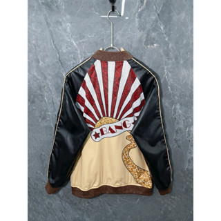 Áo Khoác Bomber Nâu Tây Đen Họa Tiết Mặ Trời Hót Hít - Áo Bomber Bang Họa Tiết Bling Bling Cao Cấp