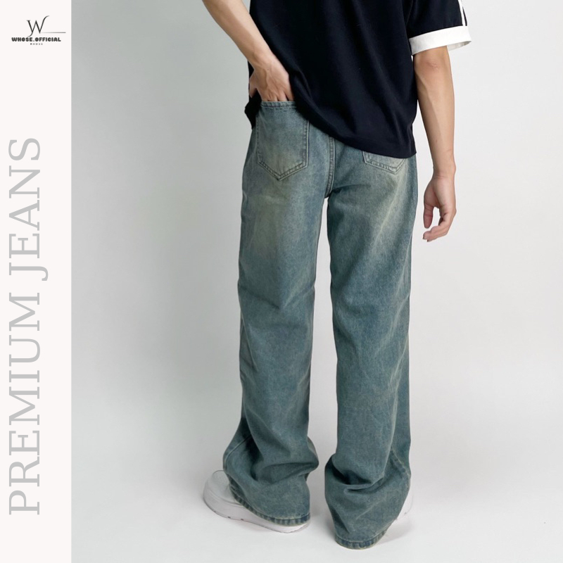 SMOKE GREY WIDE LEG JEANS - SEA WASH JEAN T001,quần ống rộng nam wash xám đen hàng cao cấp WHOSE.OFFICIAL