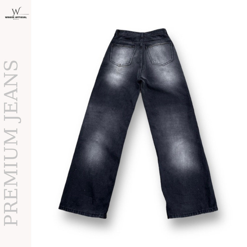 SMOKE GREY WIDE LEG JEANS - SEA WASH JEAN T001,quần ống rộng nam wash xám đen hàng cao cấp WHOSE.OFFICIAL