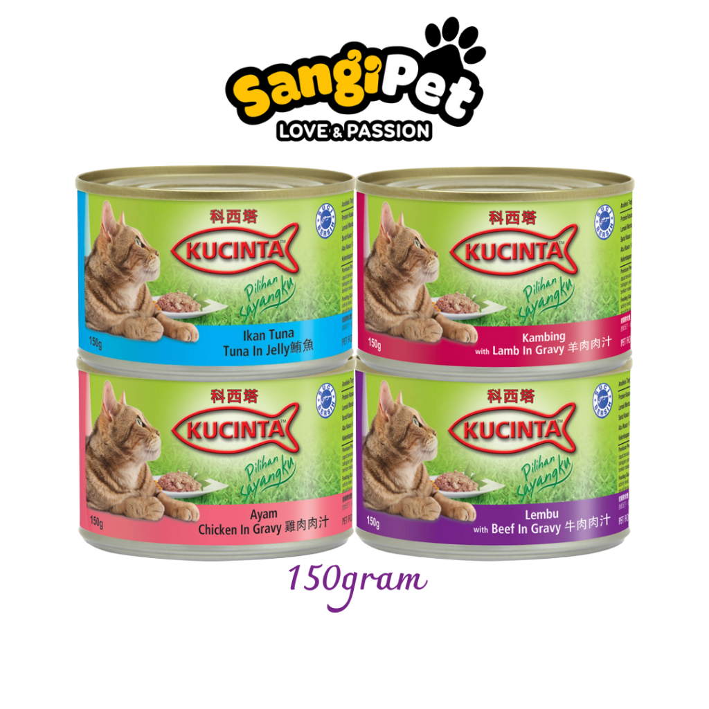 Pate cho mèo Kucinta lon 150g với 4 hương vị