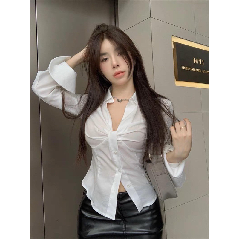 Áo sơmi thô rúm ngực SHE