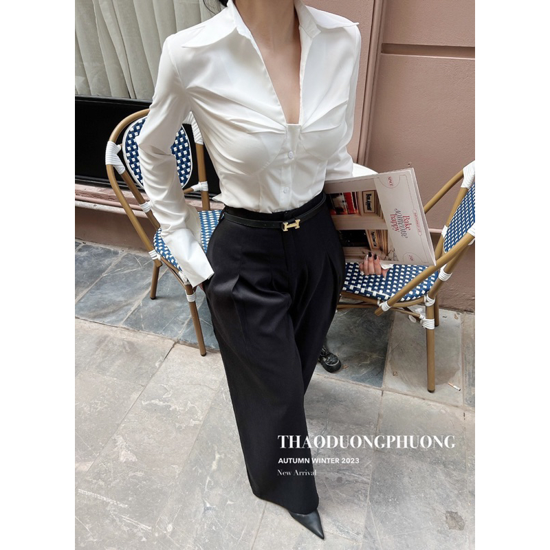 Áo sơmi thô rúm ngực SHE