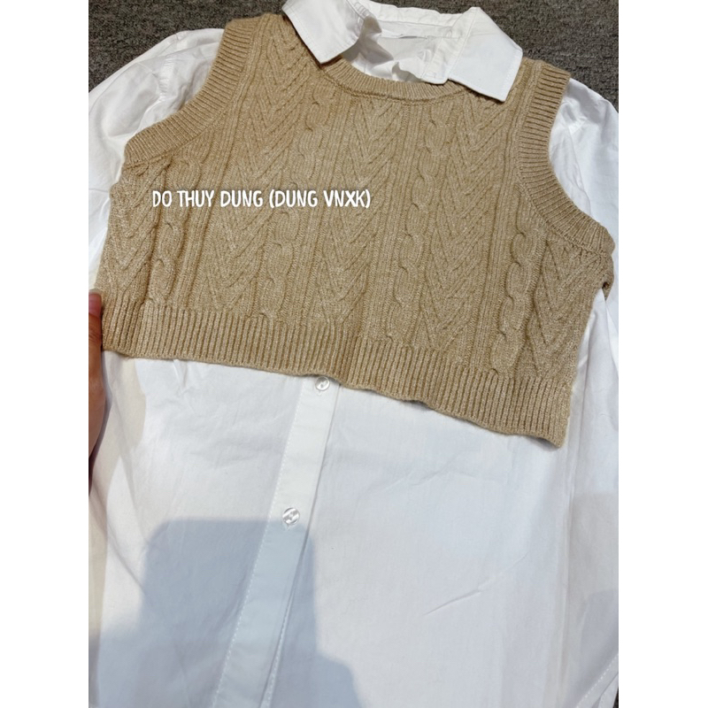 Áo sơ mi kèm gile len bé gái