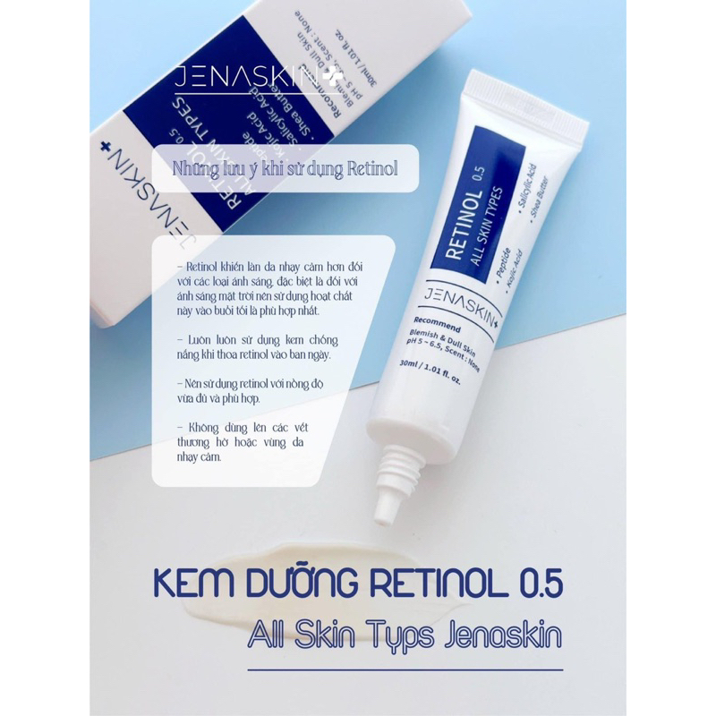 Kem Dưỡng Retinol, Giúp da căng bóng, mờ thâm nám, giảm dầu mụn, Retinol 0.5% All Skin Types Jenaskin 30ml | BigBuy360 - bigbuy360.vn
