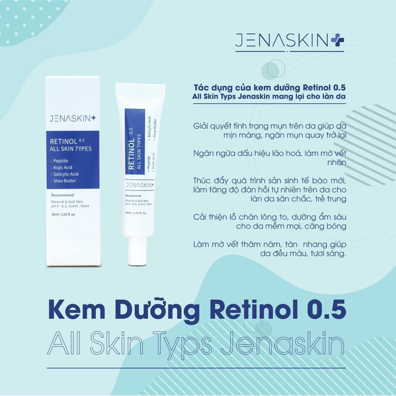 Kem Dưỡng Retinol, Giúp da căng bóng, mờ thâm nám, giảm dầu mụn, Retinol 0.5% All Skin Types Jenaskin 30ml | BigBuy360 - bigbuy360.vn