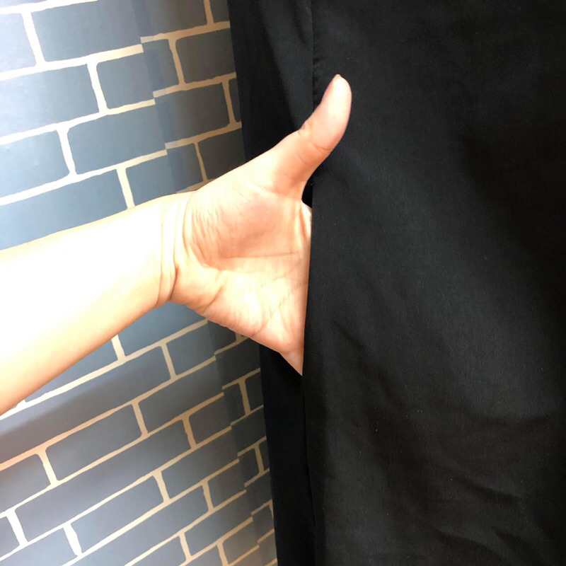 Đầm bigsize đen trơn day chéo 2hand