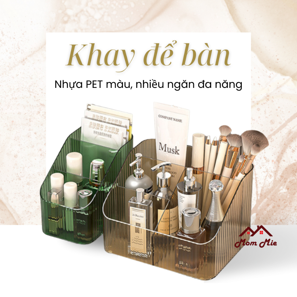 Khay để bàn nhựa trong suốt, khay đựng mỹ phẩm, kệ để đồ trang điểm - M120
