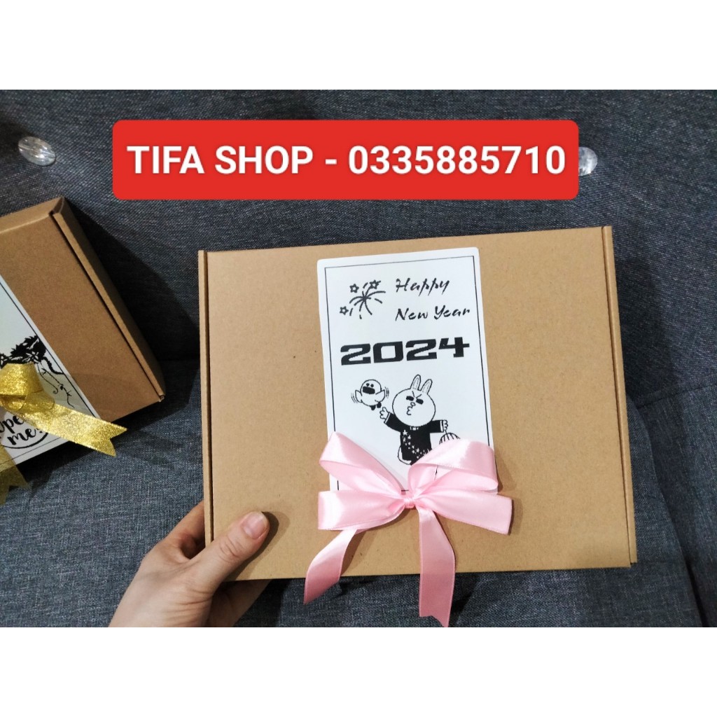 Sét hộp đựng quà kt 20x15x6cm tặng sinh nhật,20/11, mỹ phẩm, nước hoa, quà tết,...kèm nơ và giấy rơm, đèn nháy siêu xinh