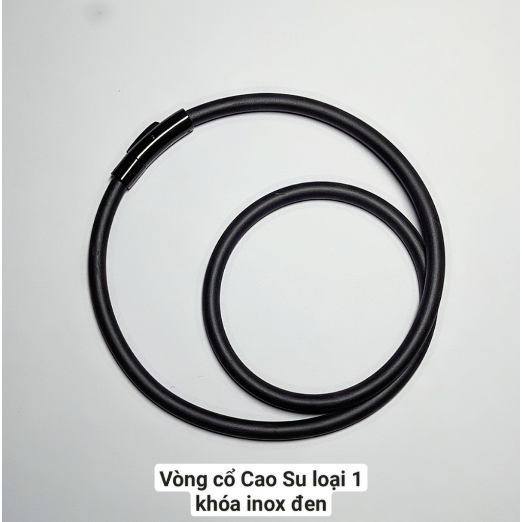 Vòng Cổ Cao Su cao cấp khóa inox sơn tỉnh điện đẹp, đẳng cấp, phong độ cho người đeo, 2 đầu đóng chốt ngang vô cùng chắn