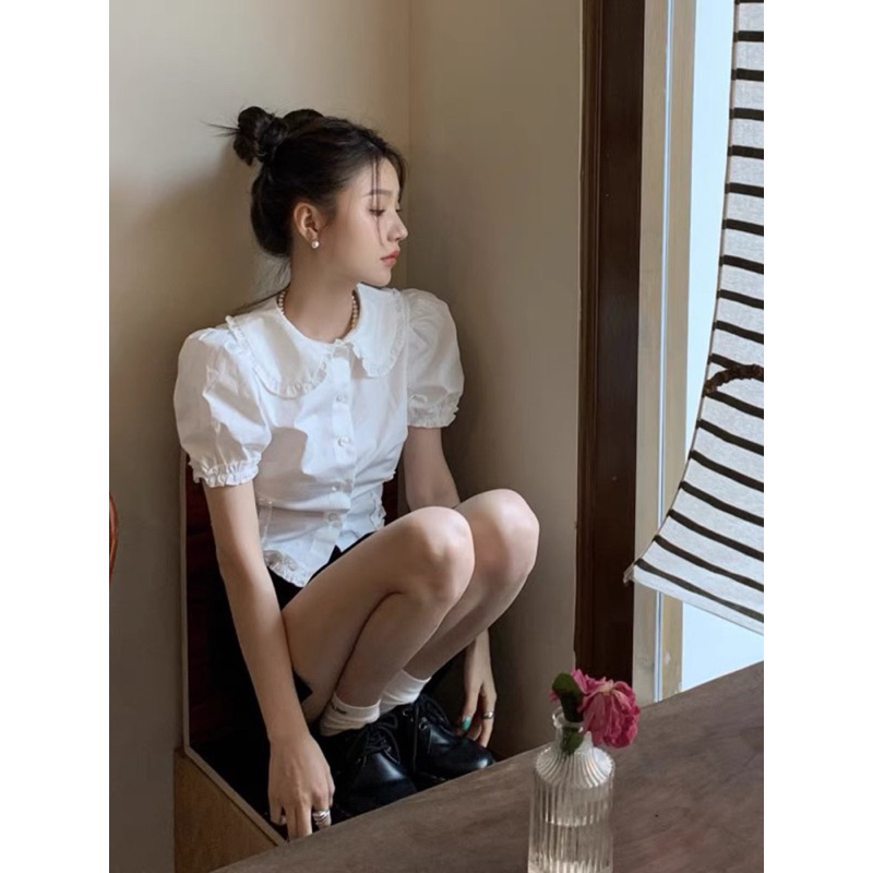 Áo Sơ Mi Trắng Tay Ngắn Korea