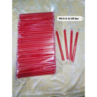 Ống hút phi 6-8-12 màu đỏ bọc màng - 500g/bịch