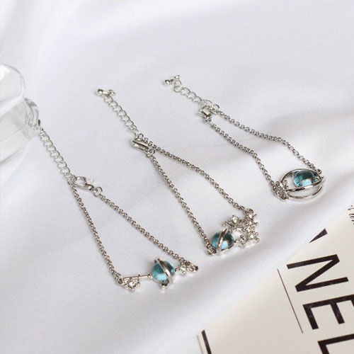 Vòng Đeo Tay Đính Đá Xanh Pha Lê Phong Cách Hàn Quốc Cho Nữ V03