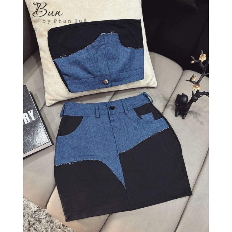 Set kaki phối jean 💯HÀNG THIẾT KẾ TẾT 2024 💖