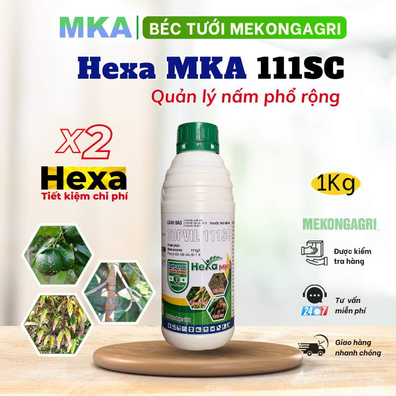 Hexa 11 MKA 111SC gấp đôi hexaconazole 11% phổ rộng nấm hồng, thán thư (chai 1 lít)