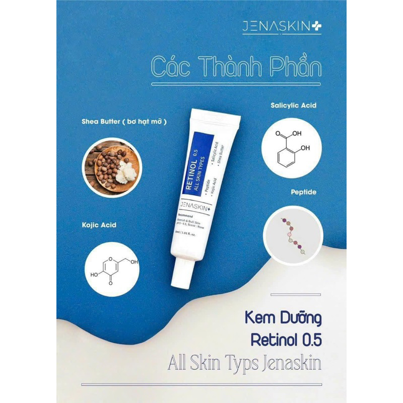 Kem Dưỡng Retinol, Giúp da căng bóng, mờ thâm nám, giảm dầu mụn, Retinol 0.5% All Skin Types Jenaskin 30ml | BigBuy360 - bigbuy360.vn
