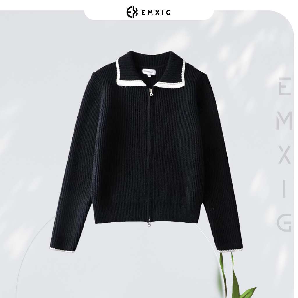 Áo khoác cardigan len nữ Emxig cổ bẻ E10