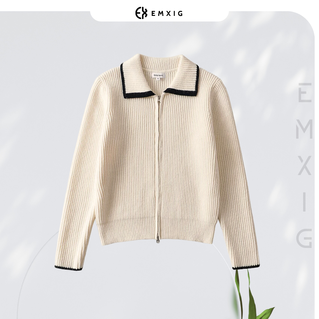 Áo khoác cardigan len nữ Emxig cổ bẻ E10