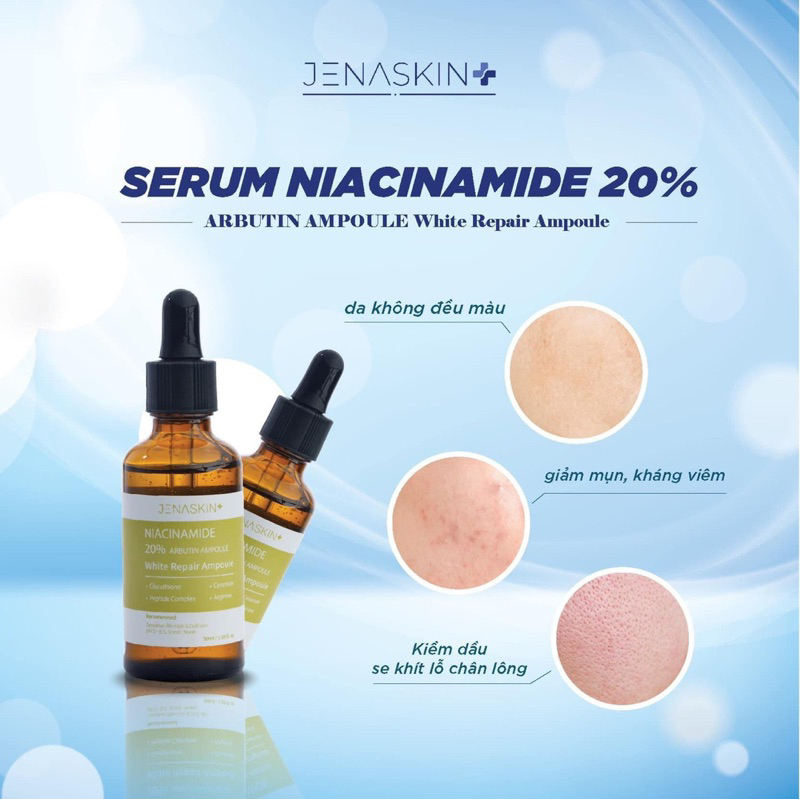 Serum Dưỡng Trắng Da Jenaskin Niacinamide 20% 50ml Giảm Thâm Nám Chống Oxy Hóa