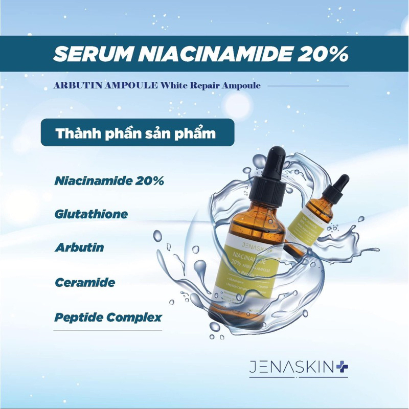 Serum Dưỡng Trắng Da Jenaskin Niacinamide 20% 50ml Giảm Thâm Nám Chống Oxy Hóa