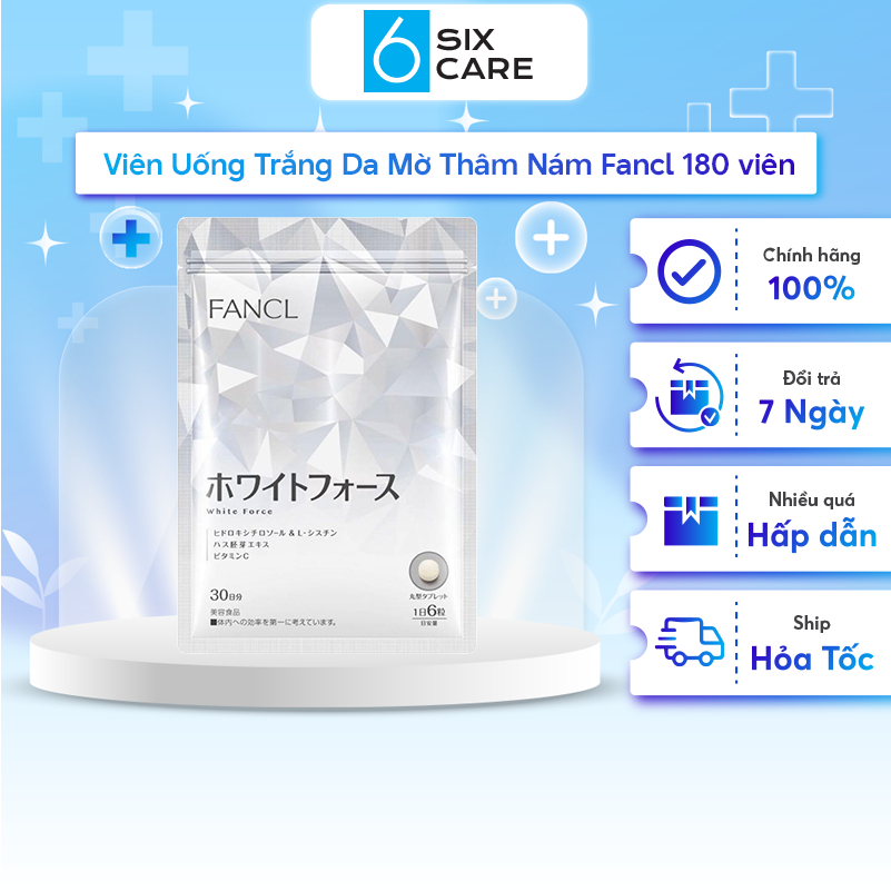 Viên Trắng Da FANCL WHITE FORCE 180 Viên 30 Ngày, Nội Địa Nhật Làm Trắng Da Mờ Thâm Nám, Ngừa Lão Hóa - Sixcare Official