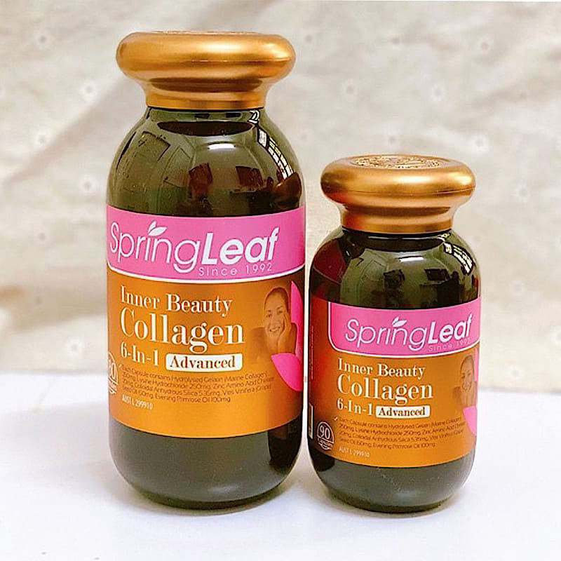 Collagen uống 6 in 1 spring leaf chống oxy hóa, làm sáng da, mờ vết thâm - Viên uống collagen làm đẹp da, chắc khỏe tóc.