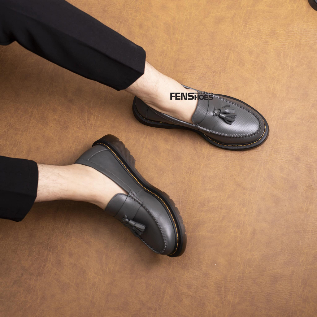 Giày lười nam da bò cao cấp đế khâu Loafers màu xanh bảo hành 12 tháng GD07