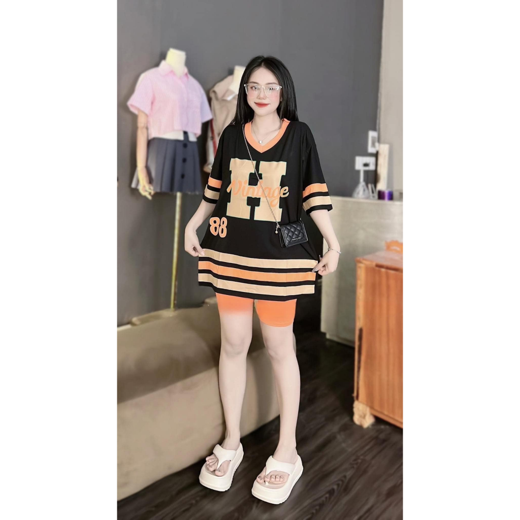 Set bộ quần ngố thun tăm THỂ THAO CHỮ H - HiHi Store