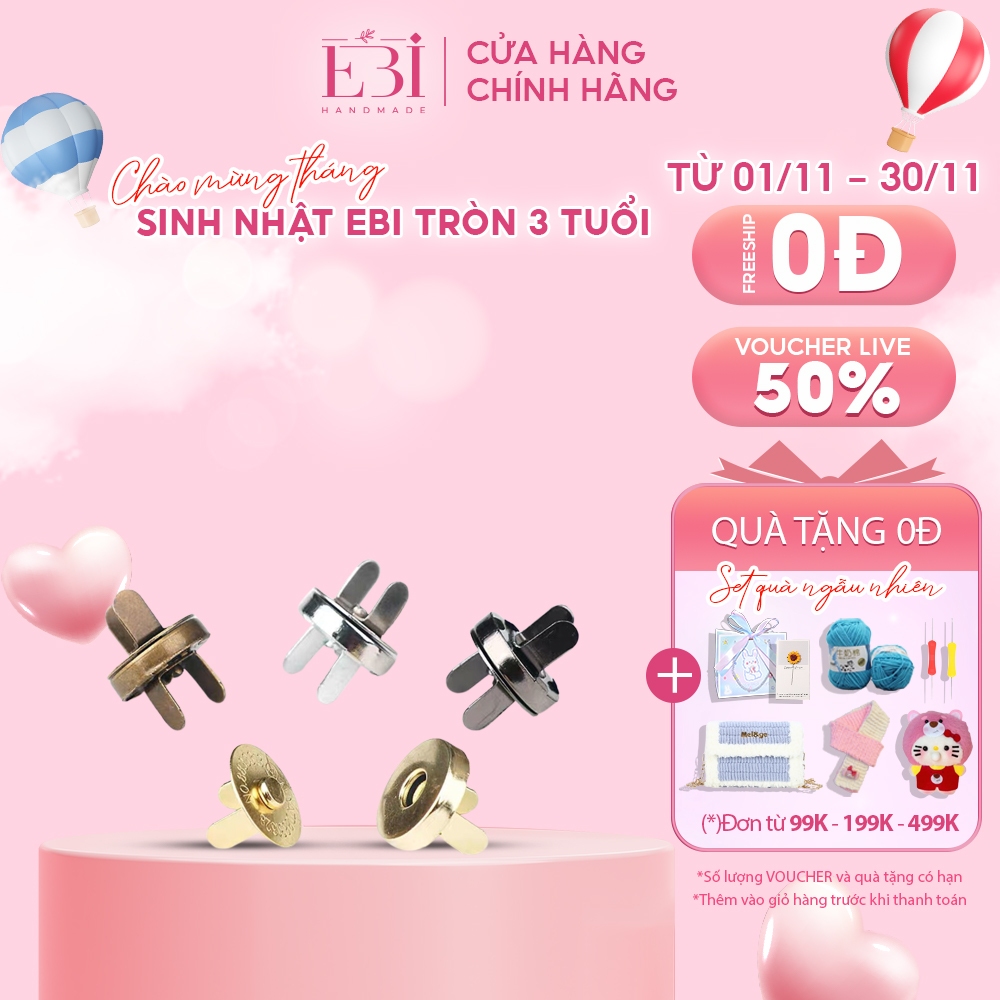 Nút hít nam châm EBI HANDMADE 14mm và 18mm dùng để gắn gài túi ví/balo - ES84