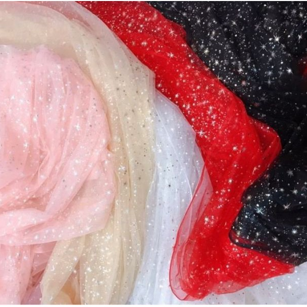 💥 Tấm vải voan lưới sao tuyết phun💥 làm phông nền chụp sản phẩm, chụp nail, trang trí sinh nhật, rèm decor