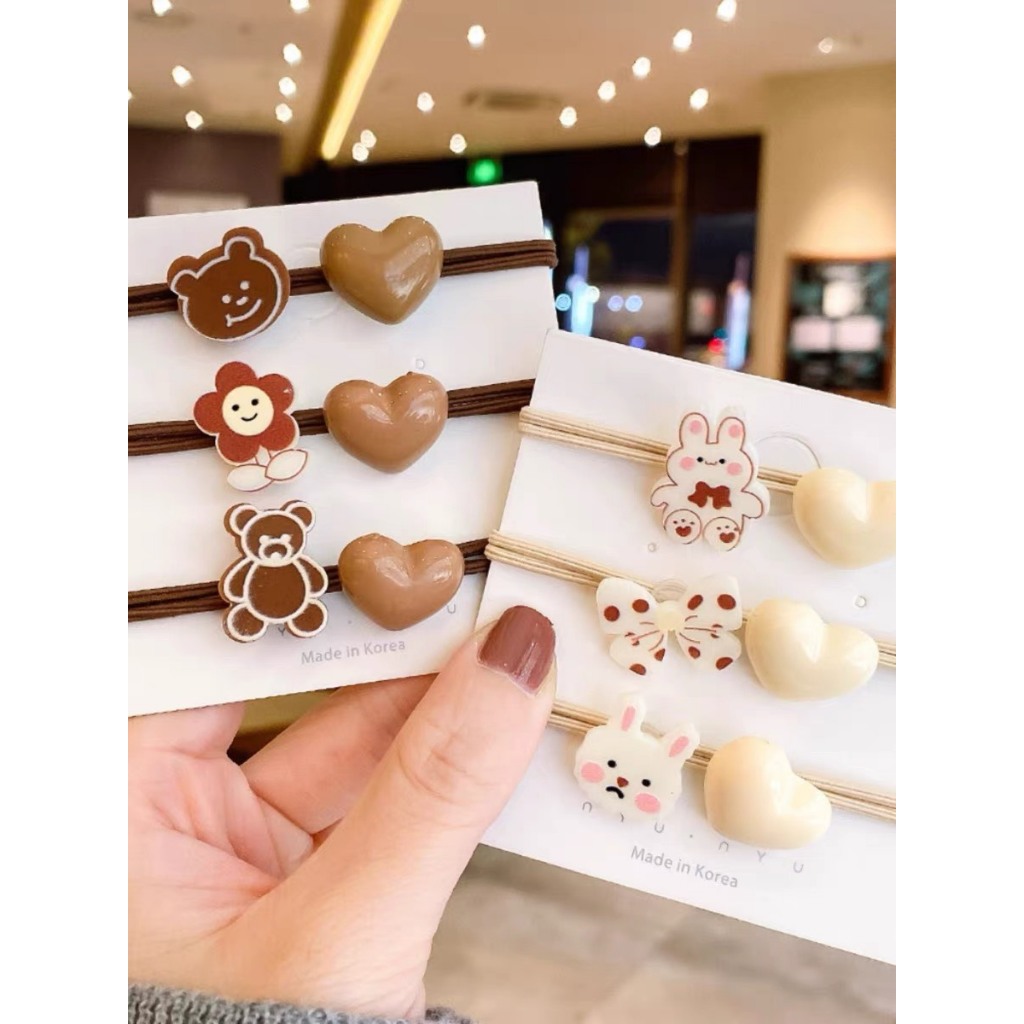 Set dây cột tóc dễ thương tông màu nâu kem  TÍM STORE phụ kiện thời trang phong cách đơn giản