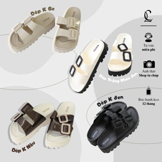 Dép sandal nữ mũi tròn hai quai ngang bản to phối khoá - Cloud's Sandal