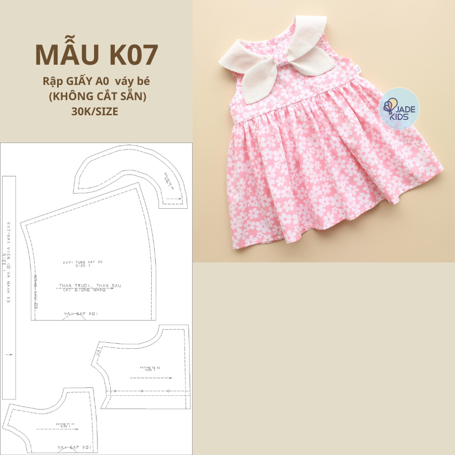 RẬP GIẤY A0 VÁY BÉ K07 (KHÔNG CẮT SẴN)