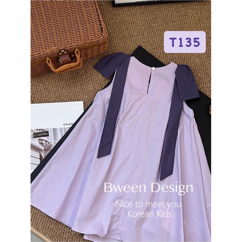 VÁY TÍM NƠ VAI HAI LỚP LÓT LỤA CHO BÉ GÁI HÀNG QC