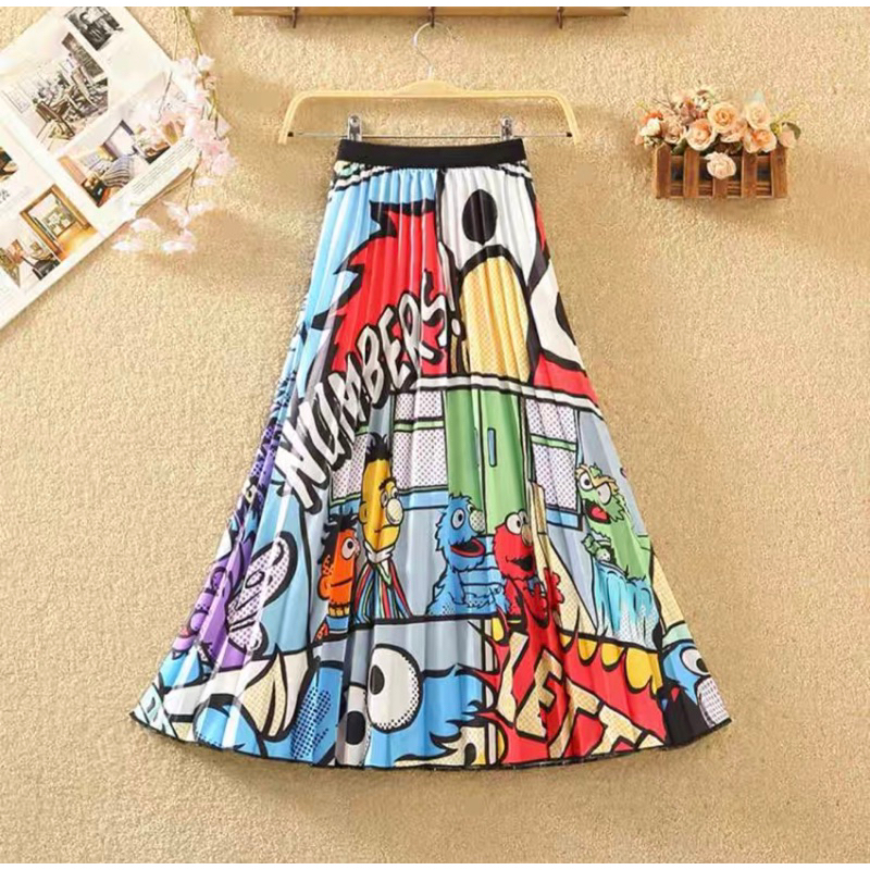 Chân váy xếp ly dài cực chất style phong cách hoạt hình đáng yêu