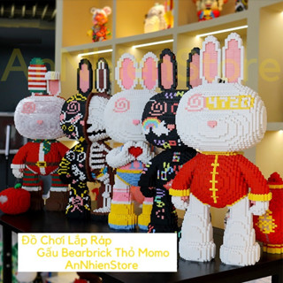 Đồ Chơi Lắp Ráp Kiểu LEGO Thỏ Momo, Lego Gấu Bearbrick Ôm Quà 46cm 55cm Thông Minh Trí Tuệ Giá Rẻ Cho Bé annhienstore